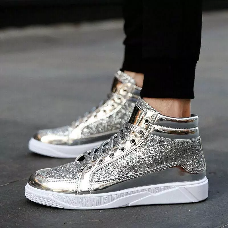 Fashion High Sneakers Casual Soft Comfy Sequin Shiny Breathable | eBay