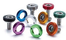 Bottom Bracket Crank Bolts with Anodized Caps - M8 Square Taper SILVER