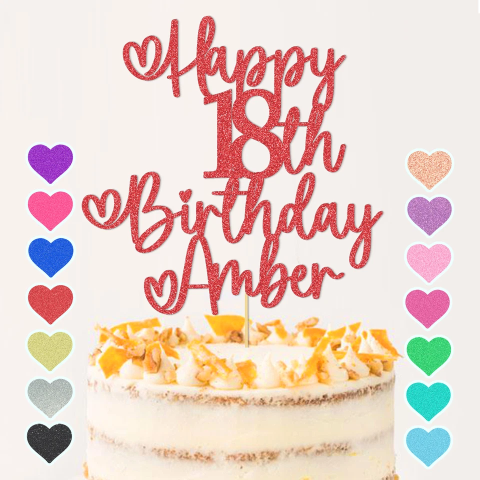 DYYSELLS Personalised Cake Topper Happy Birthday Any Age Any Name 16th 18th 21st 25th