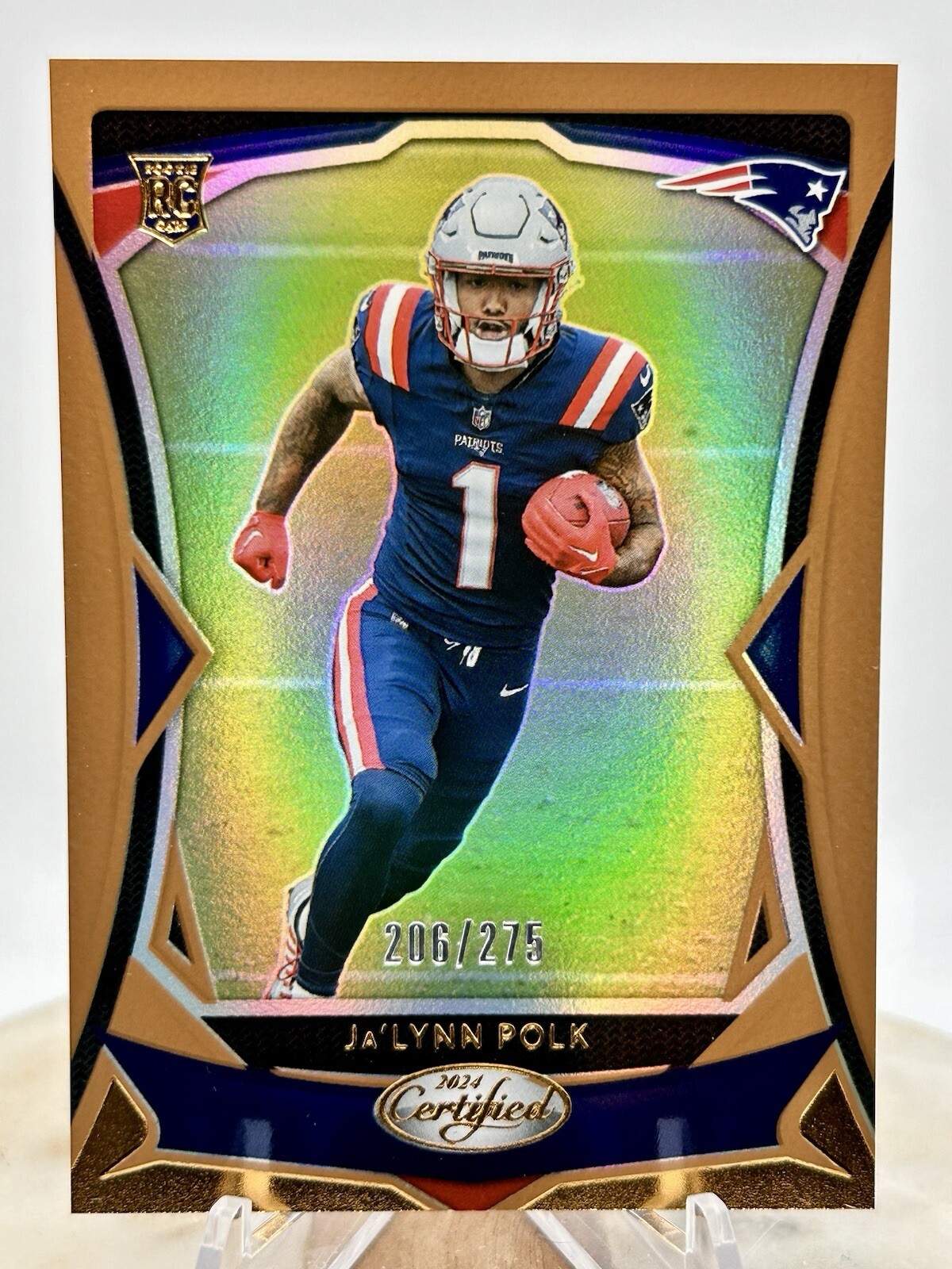 2024 Panini Certified Ja’Lynn Polk /275 BRONZE MIRROR SP #128 Patriots Rookie