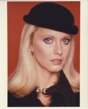 Olivia Newton John Sultry Glamour Pose black hat gloves Vintage 8x10 Color Photo