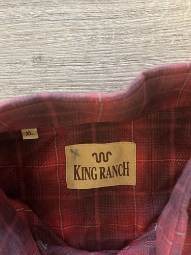 100% Cotton King Ranch Men XL Red Flannel Chest Pockets Long Sleeve Shirt - Picture 7 of 10