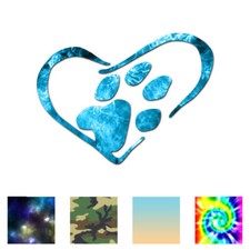 Dog Paw Print Heart Love - Decal Sticker - Multiple Patterns Sizes - ebn1138