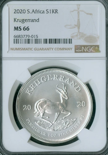2020 SOUTH AFRICA  1 oz SILVER KRUGERRAND NGC MS66 SPOTLESS