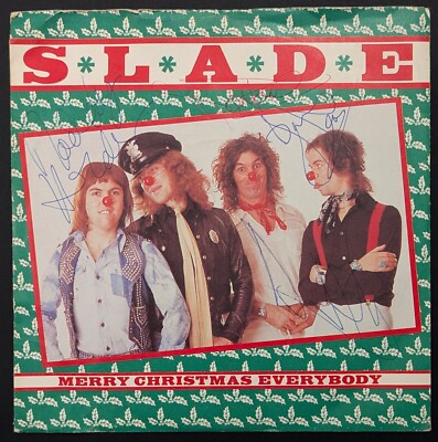 FULLY SIGNED Slade 'Merry Christmas Everybody' 7'' Vinyl - Noddy, Dave, Don +1