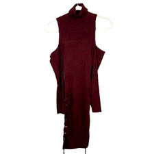 NWT Rue21 Shinestar Cold Shoulder Small Turtleneck Sidetie Bodycon Sweater Dress