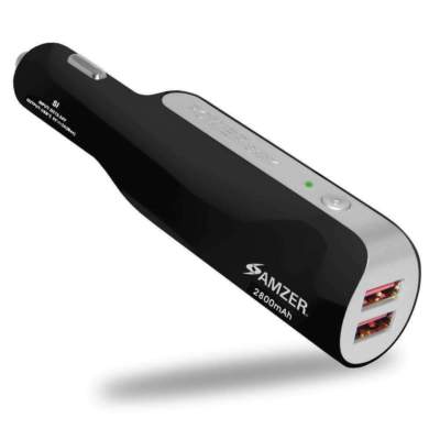AMZER 2800MAH 2 USB PORT POWER BANK CAR CHARGER UPTO 2.1AMP