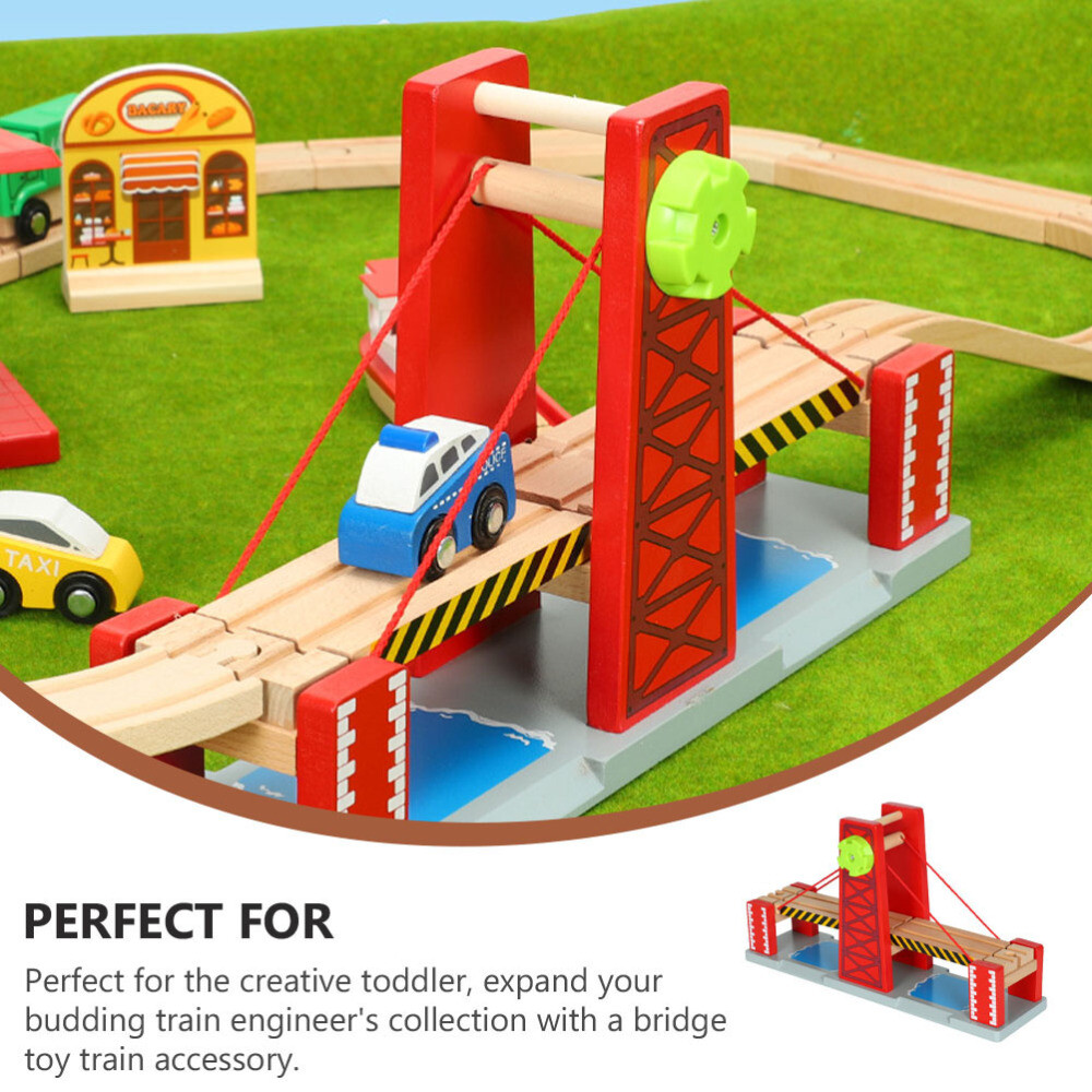 Wooden Drawbridge Educational Toy Train Tracks Toys for Kids Compatible