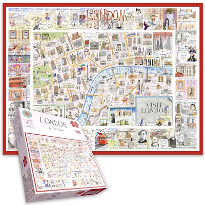 1000 Teile Puzzle Komische Karte von London Sehenswürdigkeiten - von Tim Bulmer 66 x 50 cm