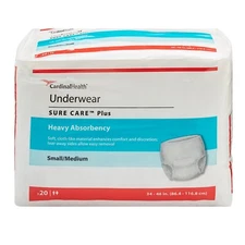4 x 20 ct Cardinal Health Sure Care Plus Protective Underwear Small / Medium