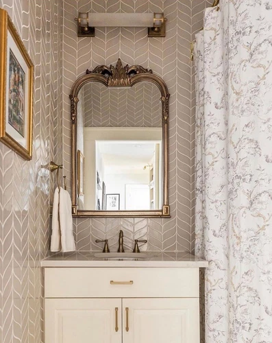 French Tuscan Ornate Arched Wall Mirror Acanthus Leaf Mantel Bath Vanity 42.5"H - Picture 4 of 7