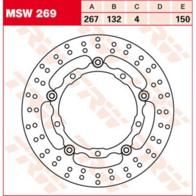 Yamaha YP125/250/400 TRW Front Brake Disc MSW269 Floating 5RU-2582T-30