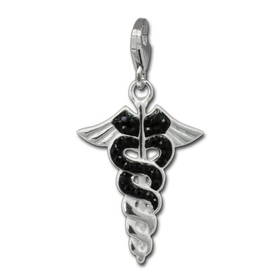 SilberDream schwarz Charm Hermesstab Zirkonia 925 Silber Damen Anhänger GSC557S