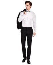 Calvin Klein Mens Slim fit Wool Tuxedo Pants 30 / 30 Black Solid