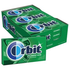 WRIGLEY'S ORBIT Gum Sugar-Free Spearmint 12 Packs in Bulk 14 Pieces Each