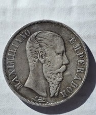 1866 Mexico Un Peso Silver Coin Mo. Empire of Maximiliano.