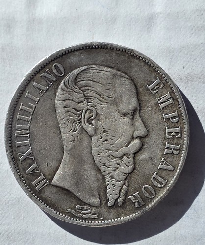 1866 Mexico Un Peso Silver Coin Mo. Empire of Maximiliano.