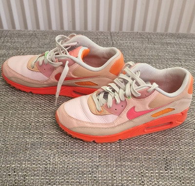 Nike Air Max 90 Damen Sneaker Low Top Leder Schnürung Rosa/Beige 43 CT3449-600