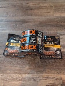 T-REX Ferociously Strong Tape Black 1.88in x 50yd (3), & 2 Smoke-ems Gourmet Bbq
