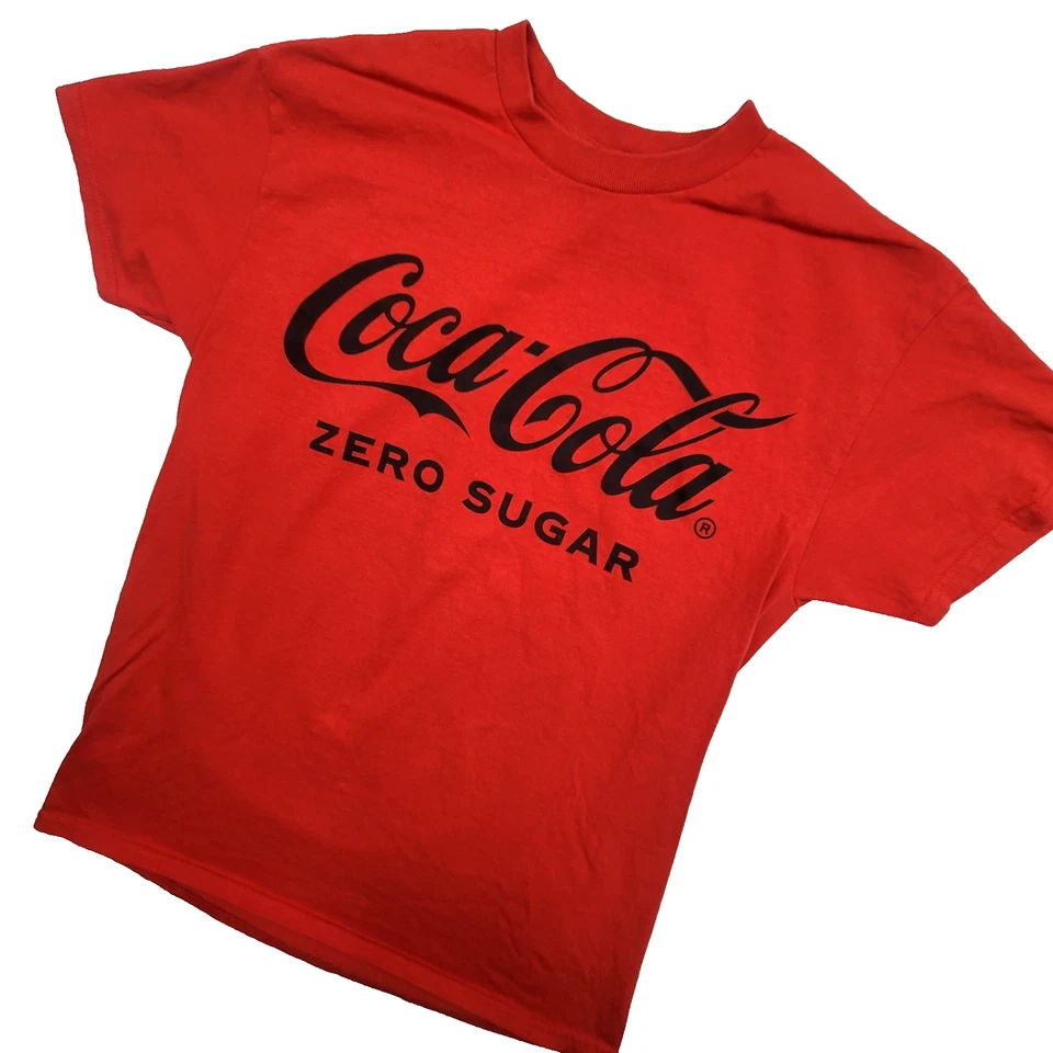 Camiseta Coca‐Cola Zero Sugar Roja Gráfica Gildan Algodón Pesado Niños Camiseta M Logo Foto 3 de 4