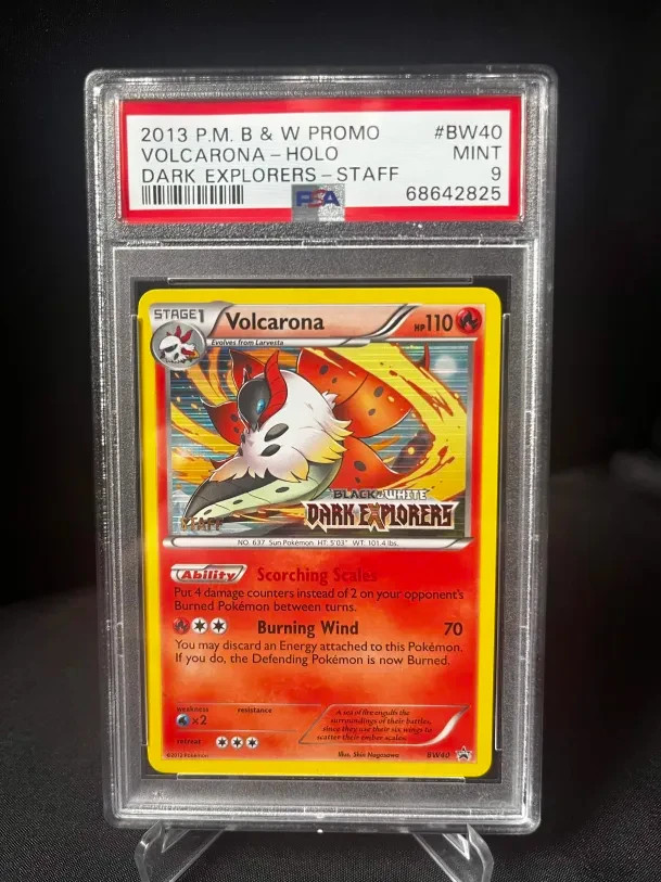 🔥 POP 11 🔥 Volcarona BW40 STAFF Promo PSA 9 Holo Black & White Pokémon Card
