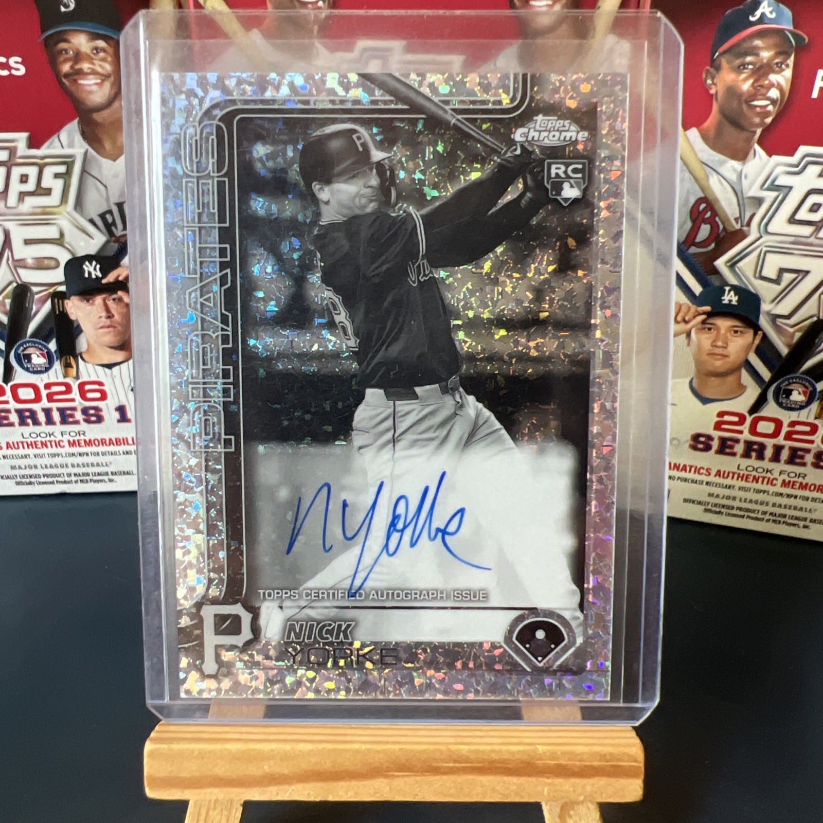2025 Topps Chrome Rookie Auto Nick Yorke #RA-NY B&W Mini-Diamond Refractor RC