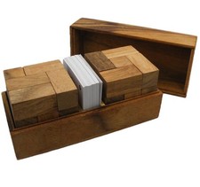 Soma Cube Double With Playing Cards Wooden Puzzle