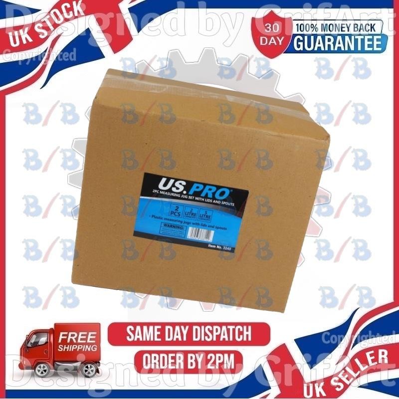 US PRO LARGE 2L & 5L MEASURING JUGS PETROL DIESEL OIL GARAGE LID FLEXIBLE SPOUT