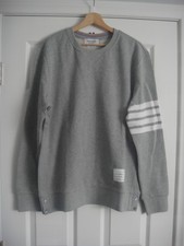 Thom Browne Light Grey Classic 4-Bar stripe Loopback Sweater Men's Size 4, NWOT