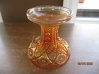 Imperial Twins Punch Bowl Base Vase Marigold Carnival Glass Vintage Pedestal