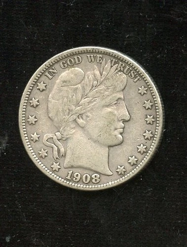 UNITED STATES 1908O BARBER SILVER HALF DOLLAR F+ AS SHOWN