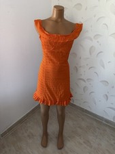 Nasty Gal Crinkle Textured Frill Bardot Mini Dress In Orange