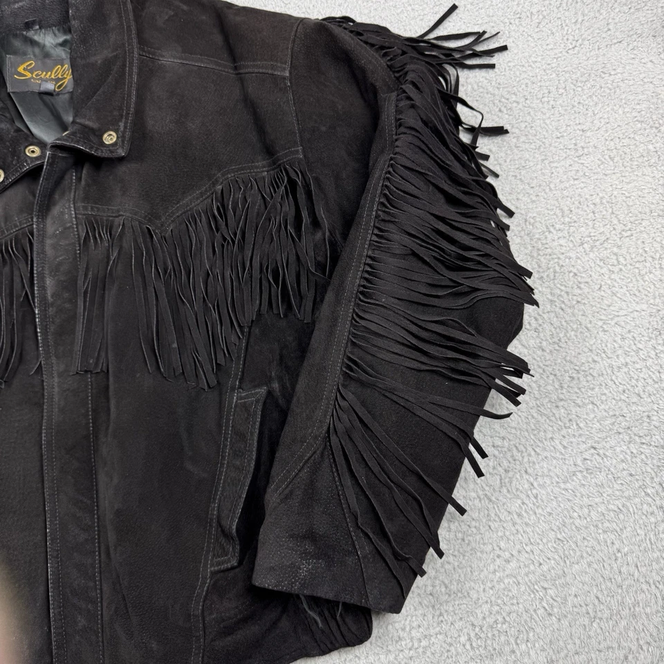 Vintage Scully Jacket Mens Size 44 Black Boar Suede Fringe Western Cowboy READ - Image 4 of 4