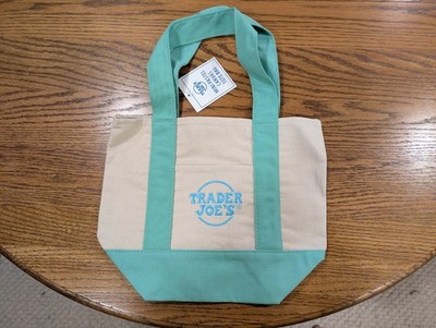 Trader Joe's Mini Pastel Green Canvas Tote Bag NWT Spring 2026 Limited Edition