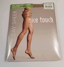 Nice Touch Day Sheer Pantyhose Control Top Nylon Leg Reinforced Toe AB Natural