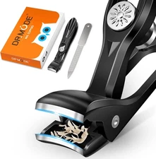 DRMODE Nail Clippers for Men Thick Nails, Angled Head Toe Black 