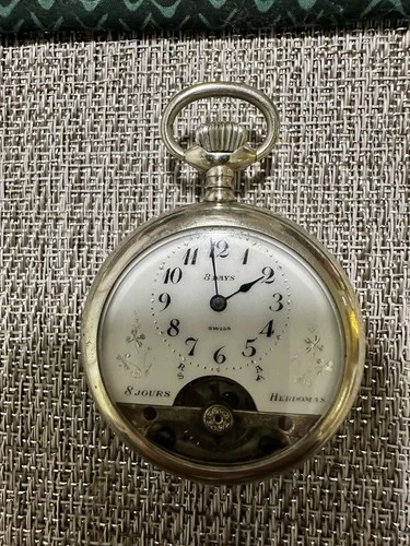 Antique Vintage Hebdomas 8 Day Swiss Made Pocket Watch