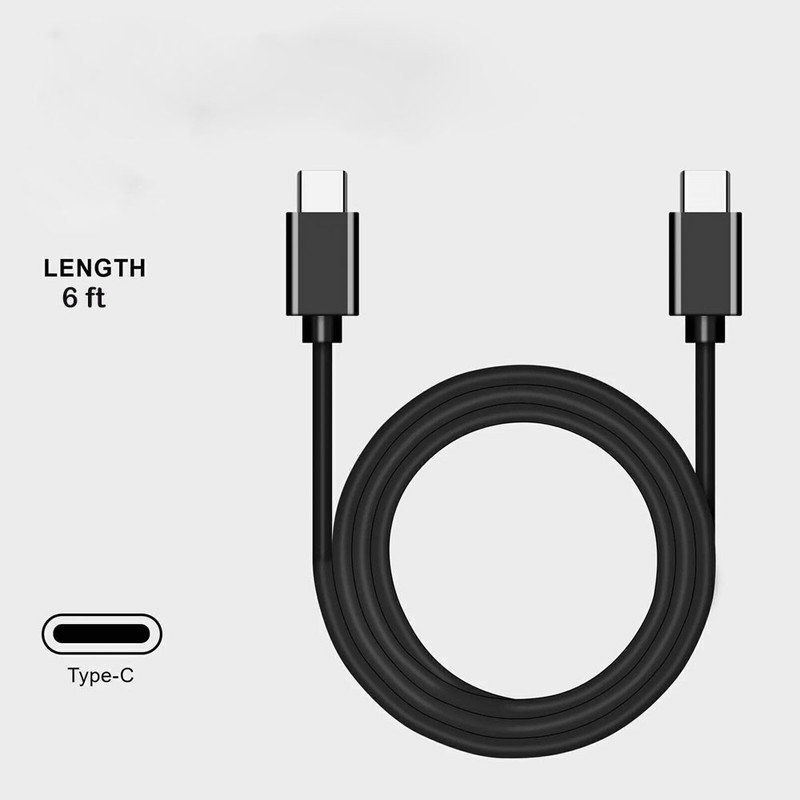 Black 6FT 2M USB-C to USB C Type-C Fast Data Charging Cable for Samsung iPhone