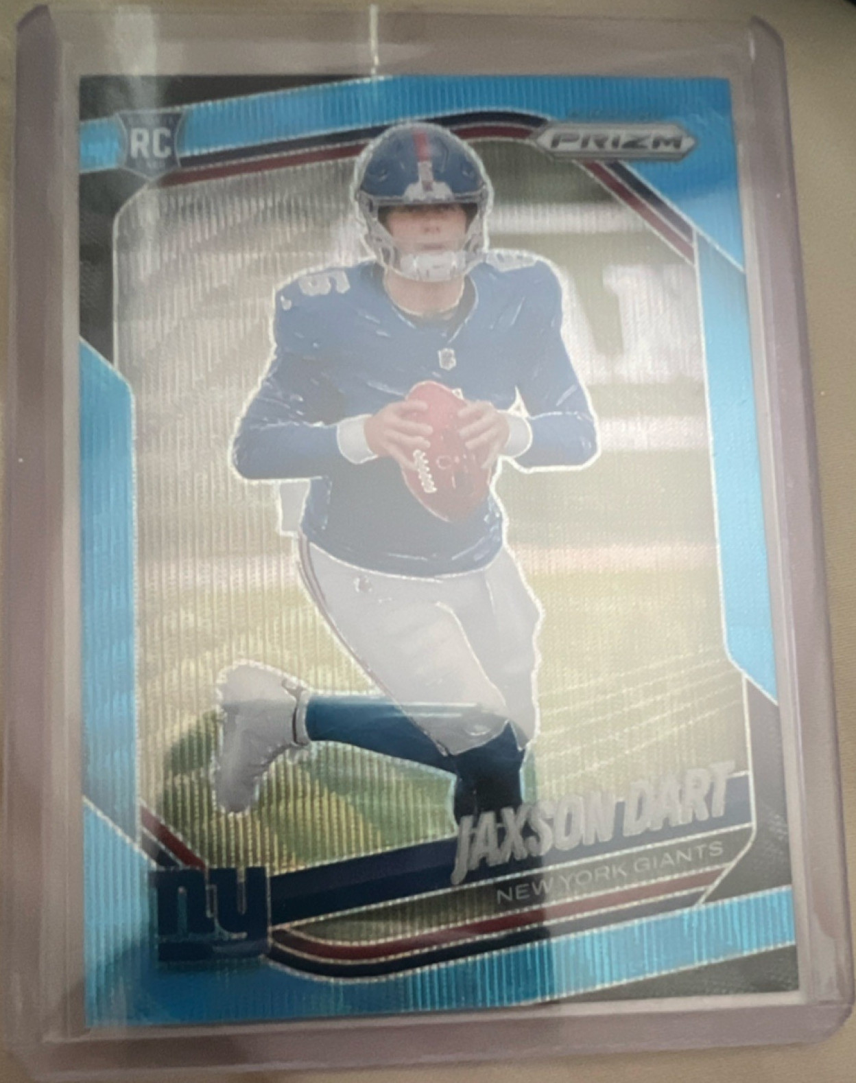 2025 Panini Prizm Jaxson Dart Rookie Blue Wave Prizm #332/230 New York Giants