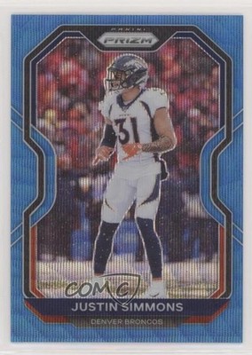 2020 Panini Prizm Blue Wave Prizm 57/199 Justin Simmons #118 zx6