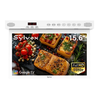 Sylvox 15.6'' Mini Smart TV for Kitchen Flip Down ±180° Degree Rotation Chromcast