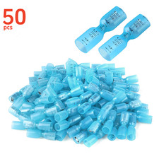50pcs Female 6.3mm Spade Terminal Crimp 16-14AWG Heat Shrink Wire Connectors US