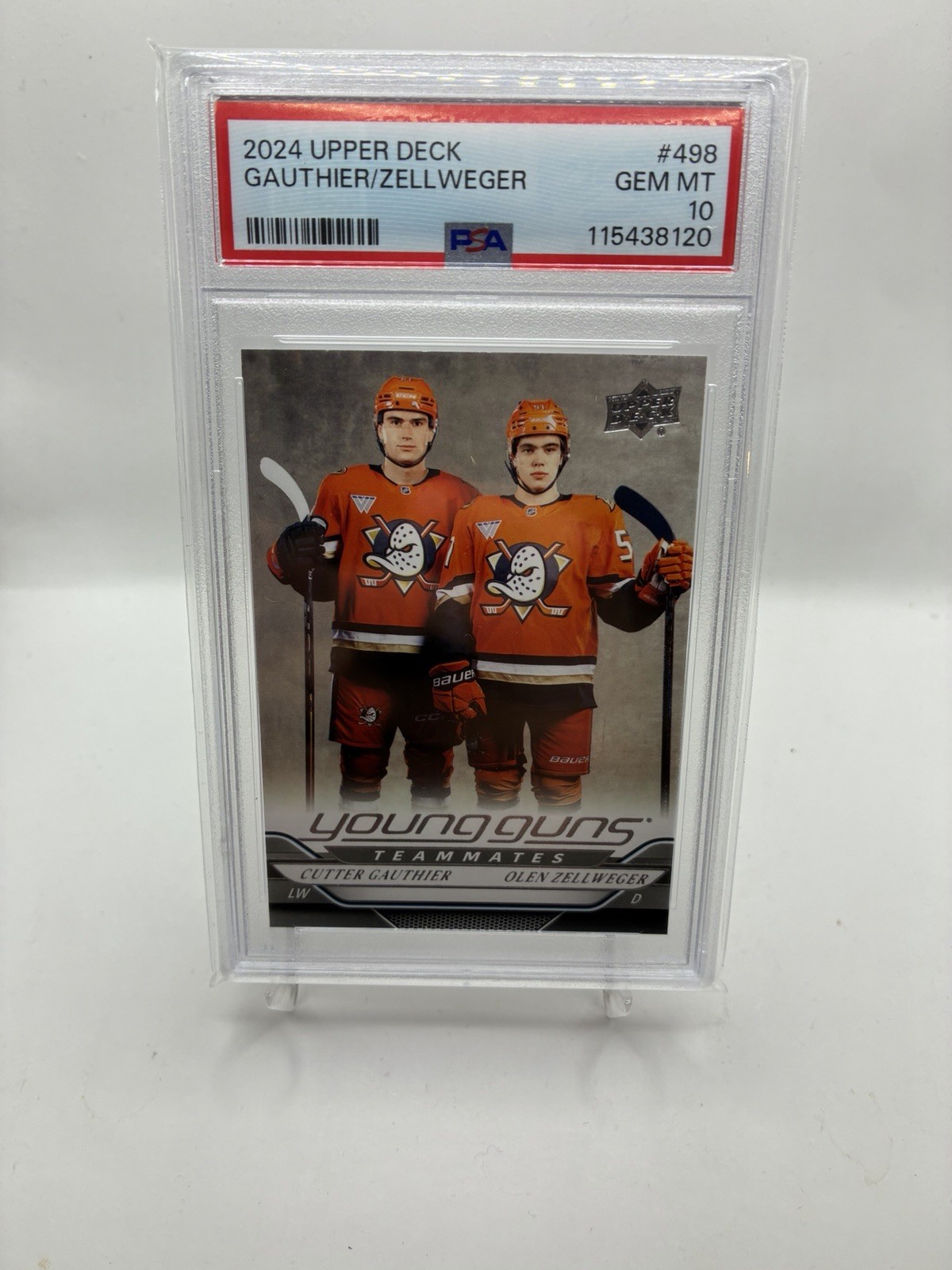 Cutter Gauthier Olen Zellweger Ducks 2024 Upper Deck #498 YOUNG GUNS RC PSA 10