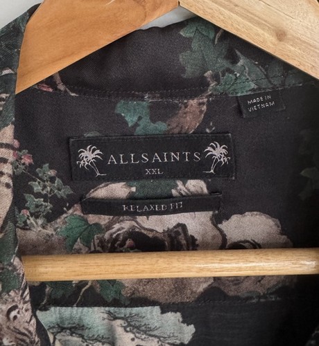 Allsaints “Thicket” Short Sleeve Holiday Shirt Floral Tiger Black XXL/Relaxed - Picture 7 of 11