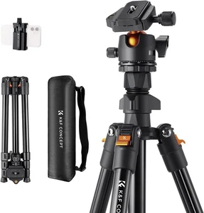 K&F CONCEPT 64" Caméra trépied avec Clip Cellulaire Voyage léger DSLR Tripode