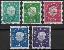Bund 1959 o Satz Mi 302-06 Bundespr&auml;sident Theodor Heuss (III) Freimarken 01861G