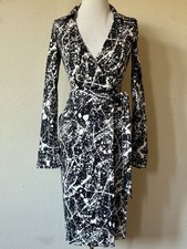 NWT DVF Diane von Furstenberg JUDY Vintage Black & White Silk Dress Size 4