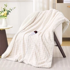Waffle Heated Throw Blanket 50"x60" – Electric Blanket with 6 Heat Levels & 4...