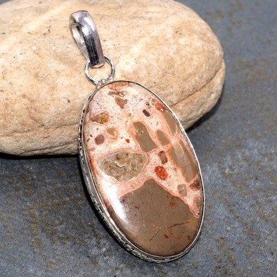 Asteroid Jasper 925 Silver Plated Handmade Pendant 2'' Exquisite Jewelry JW