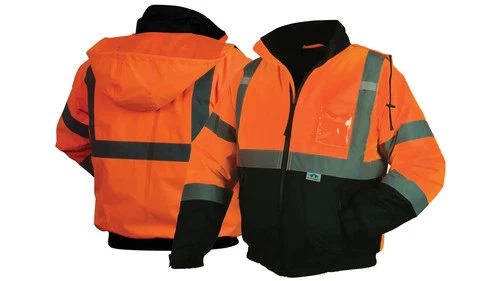 Pyramex RJ32 Series Bomber Jacket, Hi-Vis Orange with 2" Silver Reflective Strip - product listing photo